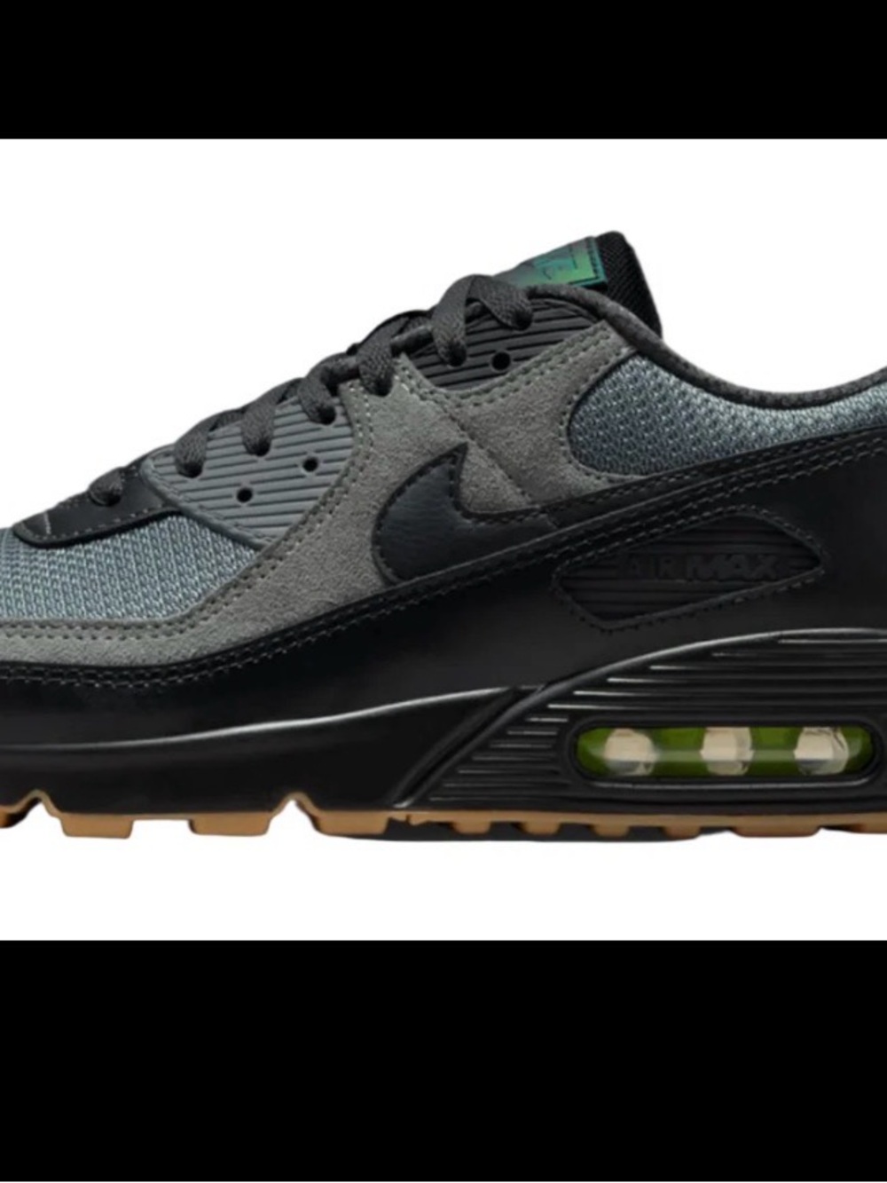 Nike Air Max Gray & Black Sneaker with Neon Green Accent - Picture 3 of 7